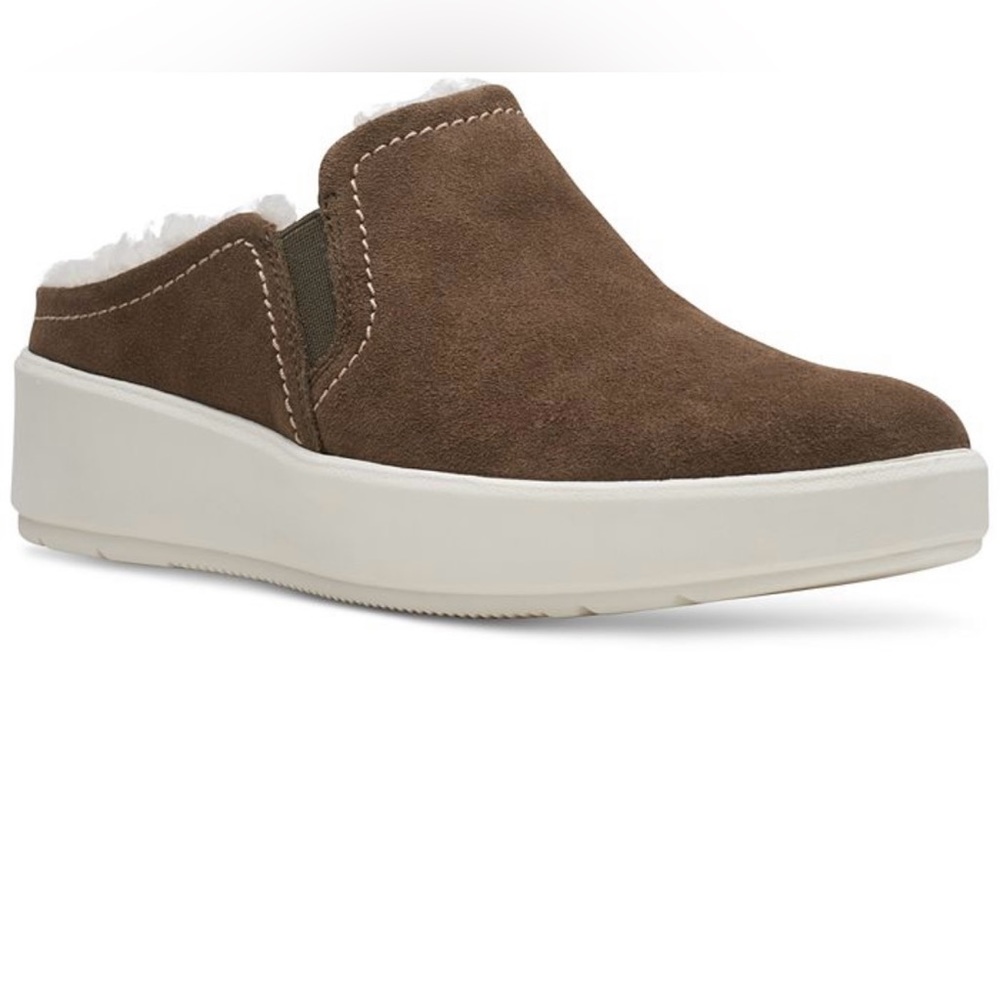 Clarks suede mules